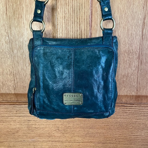 Fossil dark green, distressed look shoulder bag - Picture 4 of 5